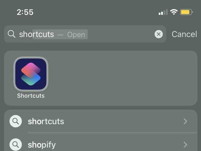 First, open the Shortcuts app.