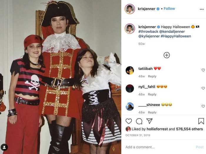 In the '90s, Kris Jenner, Kylie Jenner, and Kendall Jenner coordinated in pirate costumes.