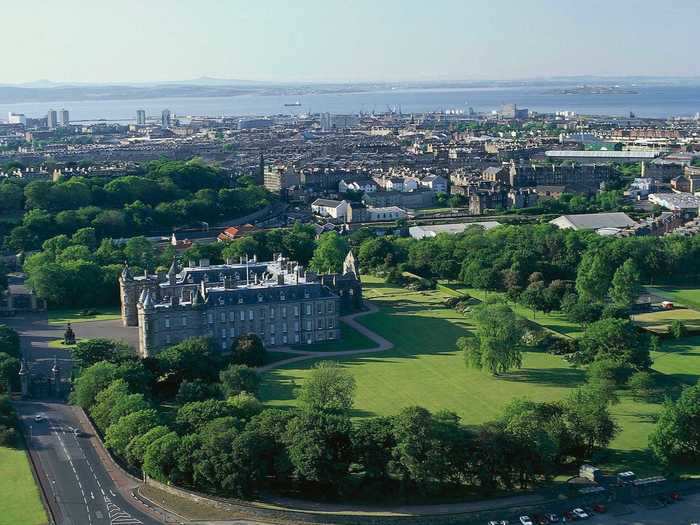 The Palace of Holyroodhouse in Edinburgh was a 16th-century palace of the Stuarts and today serves as Queen Elizabeth II's official residence when she visits Scotland.