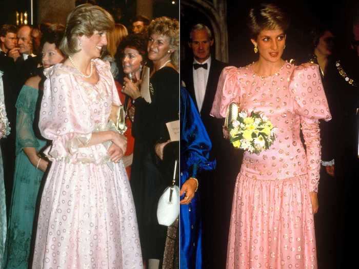 Princess Diana transformed this pink dress into a brand-new gown by removing the ruffles around the waist and sleeves.