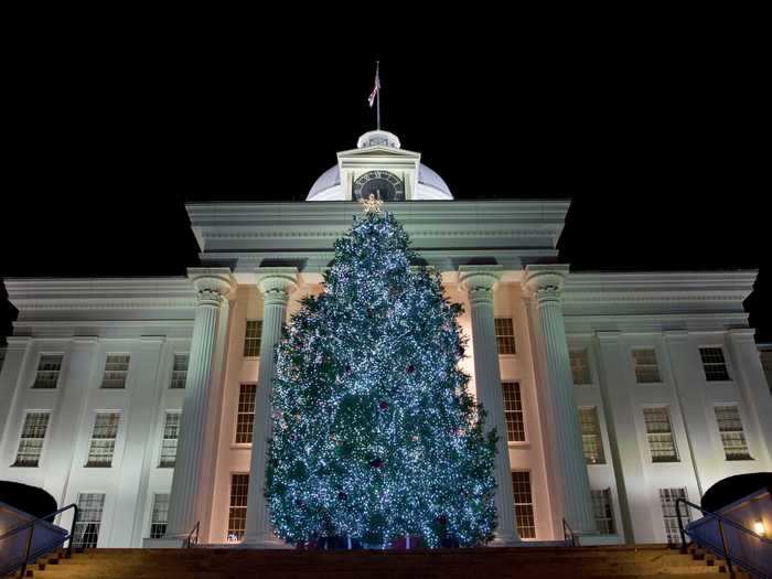 Alabama was the first state to make Christmas a legal holiday, and the state usually celebrates with a tree outside its Capitol building.
