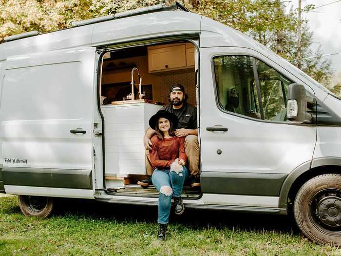 Kirsten and Gabe Ciotti purchased a used Ford Transit van this year and converted it into a dream tiny house.