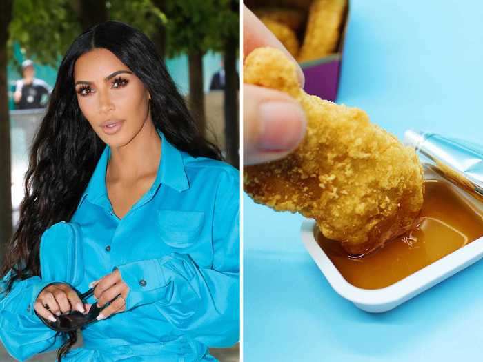 Kim Kardashian's McDonald's order includes six chicken nuggets, a cheeseburger, a vanilla shake, an apple pie, small fries, and honey dipping sauce.