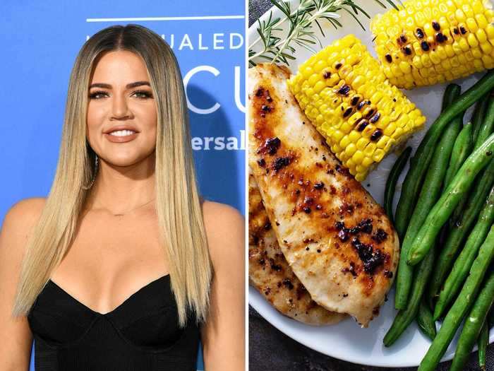 Khloe Kardashian's go-to KFC order includes the chain's grilled chicken and vegetable sides.