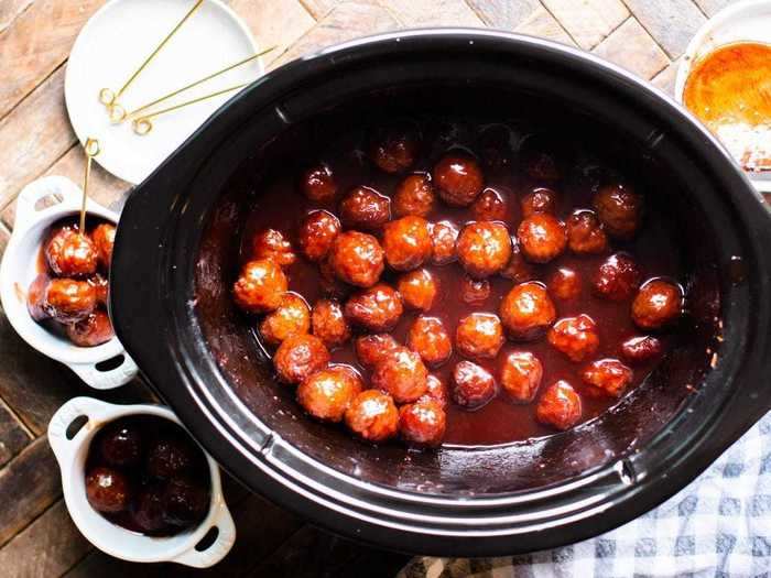 Meatballs are a filling game day appetizer you can make in a slow cooker.