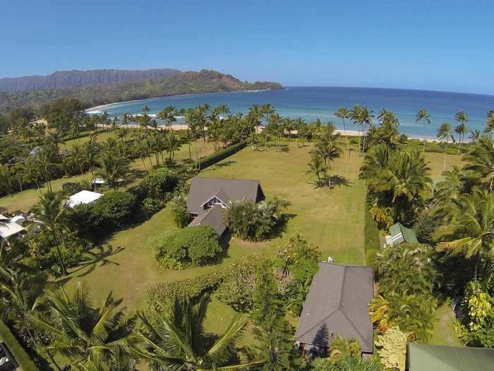 The home, which has an asking price of $34.5 million, sits on two acres of land in Kauai, Hawaii, and enjoys over 200 feet of beachfront.