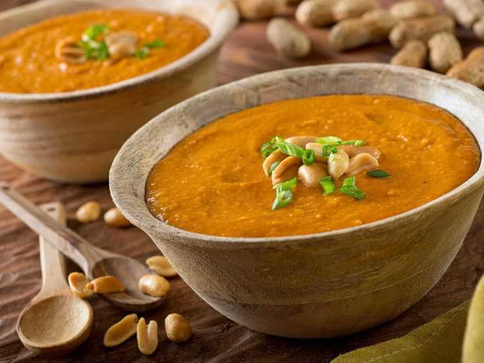 Peanut soup and peanut stew are staples in West African cuisine.
