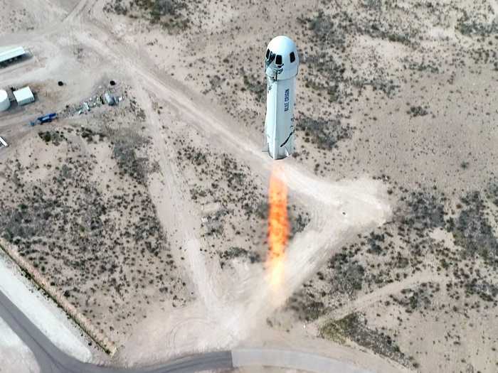 The 60-foot-tall New Shepard rocket, consisting of a booster and capsule, launched from Launch Site One in West Texas on Wednesday
