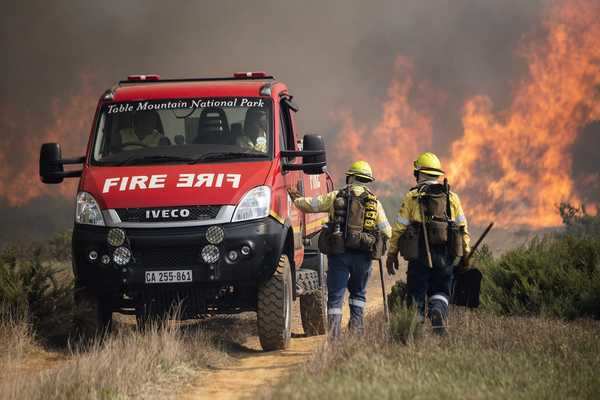Photos show a wildfire in Cape Town, South Africa, which ...