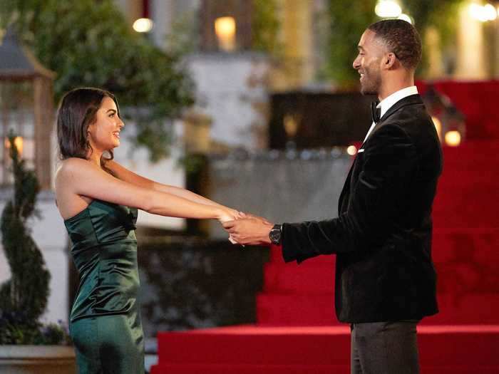 October 2020: Matt James and Rachael Kirkconnell met on night one of "The Bachelor" season 25. James was the first Black Bachelor in the series' history.