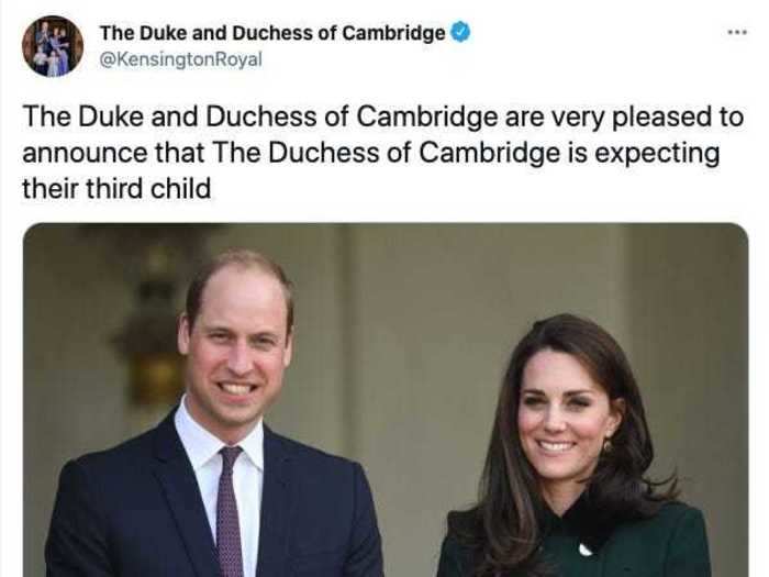 The royal family issued formal statements announcing Kate Middleton's first two pregnancies, and they used Twitter to announce her third in 2017 after she had to cancel a planned appearance.