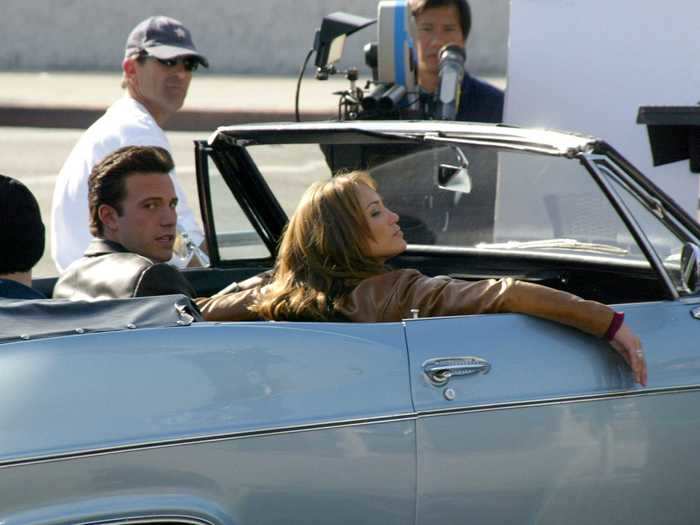 2001: Lopez and Affleck began filming the movie "Gigli."