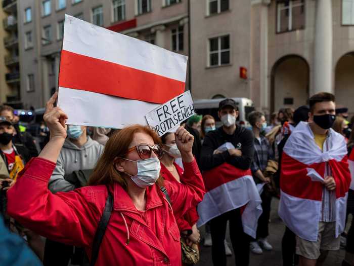 Residents in Poland as well as Belarusians living in the country joined together to protest the arrest of journalist Roman Protasevich on Monday. Activists condemned the arrest after Belarus authorities grounded the plane citing a bogus security threat.