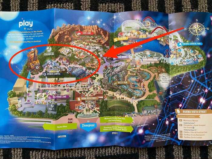 So how do you get there? Avengers Campus is located to the far west of Disney California Adventure. Here's how it looks on the park's new map: