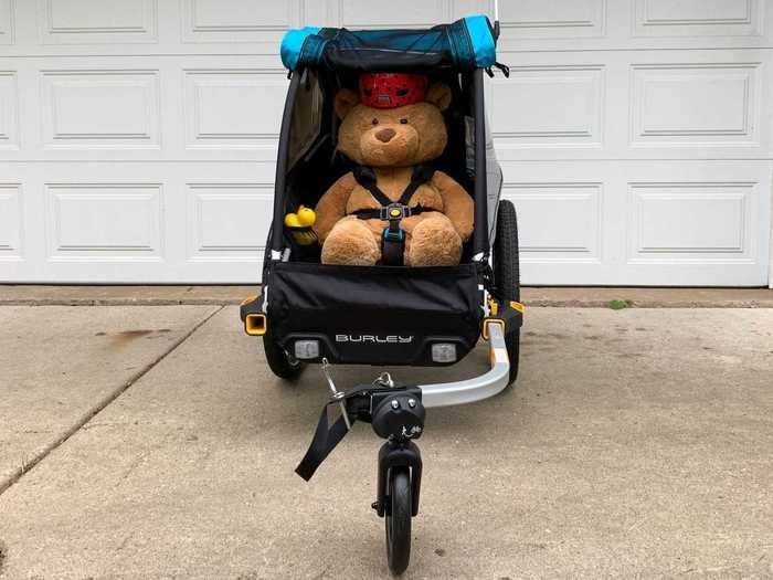 My wife and I have a 9-month-old daughter. She's still too small for bike rides, so I borrowed her teddy bear for this test ride of the Burley D'Lite X.
