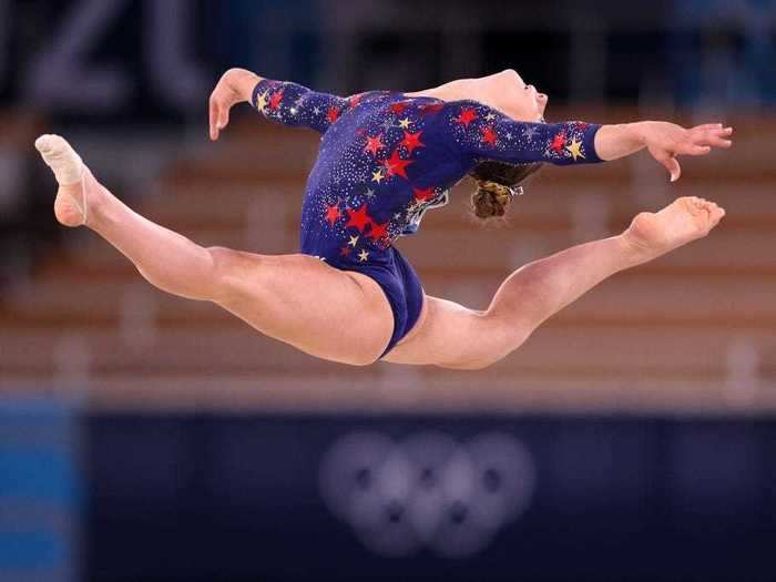The US women's gymnastics team's blue leotard for the qualification event contained 76 stars - a nod to America winning its independence in 1776.