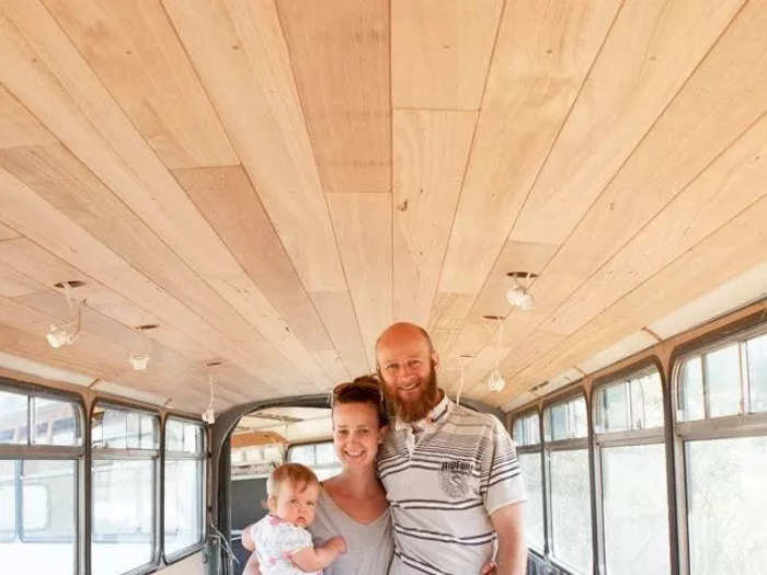 A Tasmanian couple who renovated a 1985 bendy bus into a tiny living space also raised their kids on board.