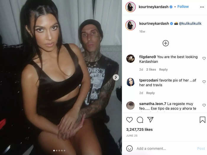Kourtney Kardashian and Travis Barker coordinated in all-black looks in June.