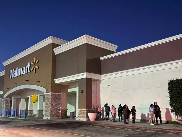 The sun didn't rise in Los Angeles on Black Friday until 6:30 a.m., but around 55 people were in line to enter Walmart by 6 ahead of the store's 7 a.m. opening. Unlike Black Fridays of years past, the scene was calm.