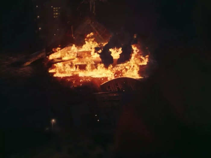 A plane crashes right outside Frank's apartment in episode 1.