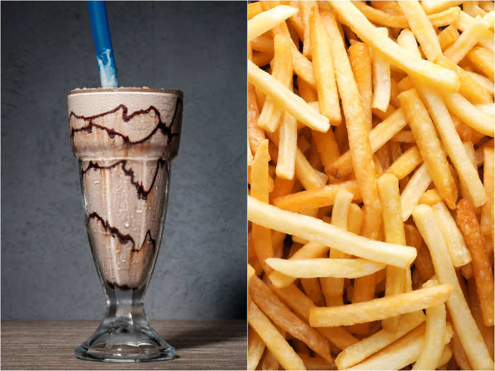 French fries dipped in milkshakes make for a sweet and savory treat.