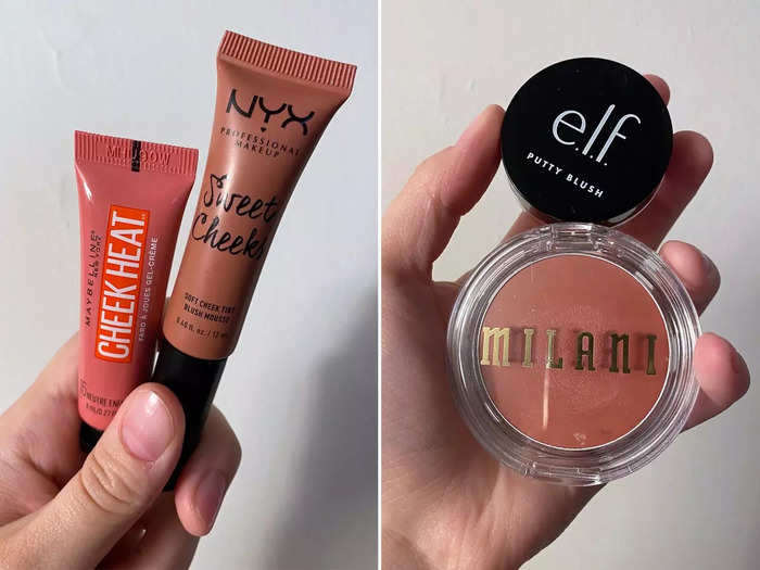 I tried four cream blushes that cost between $7 and $10 each.