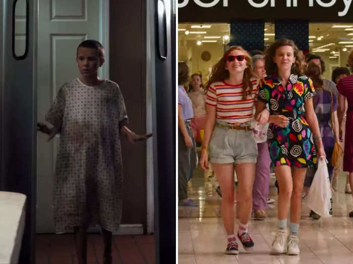 Eleven, also known as El, is usually seen wearing a mix of hand-me-downs and '80s fashion.