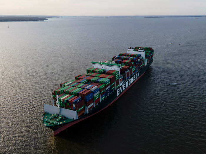 Most companies use massive container ships like these to transport their products overseas.