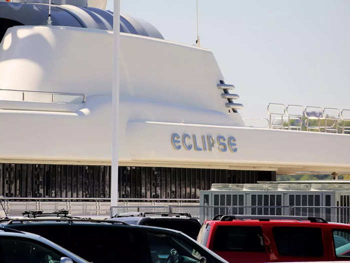 Just south of this public parking lot on the roof of the Pier 90 terminal in New York City sat Russian billionaire Roman Abramovich's flagship yacht, the "Eclipse."