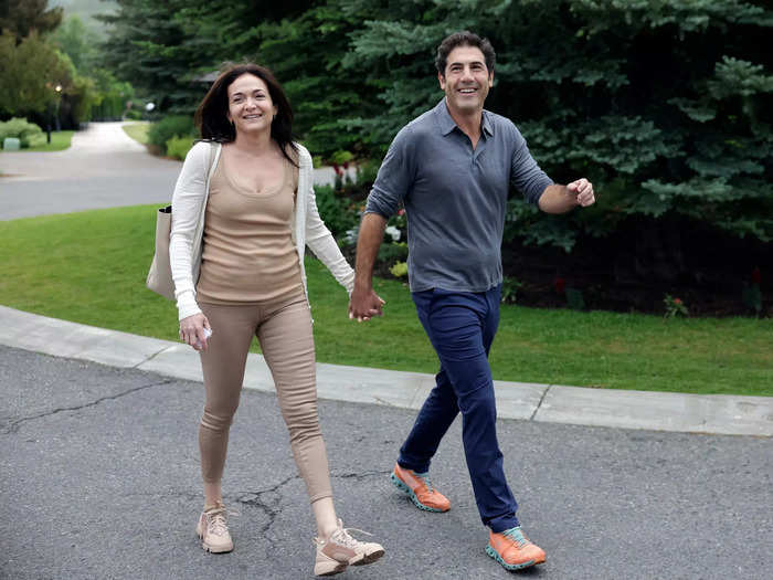 Sheryl Sandberg, Meta's outgoing chief operating officer, strolls the property with her fiancé, Tom Bernthal.