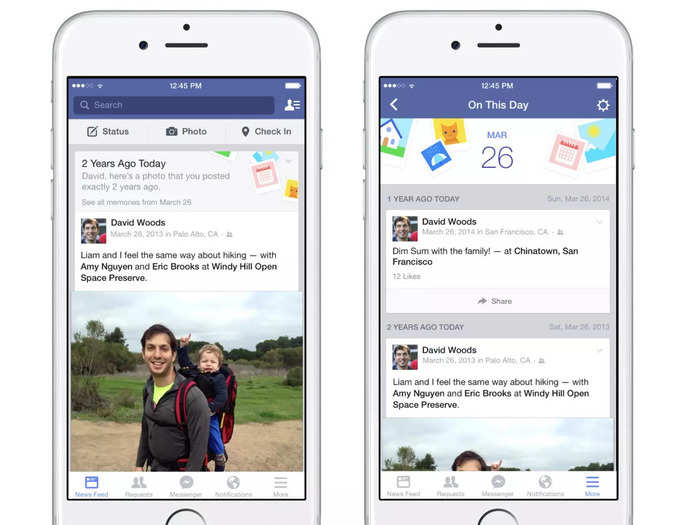 2015: Facebook introduces its "On This Day" feature, similar to a popular app at the time, Timehop. The feature reminds users of content posted in the past.