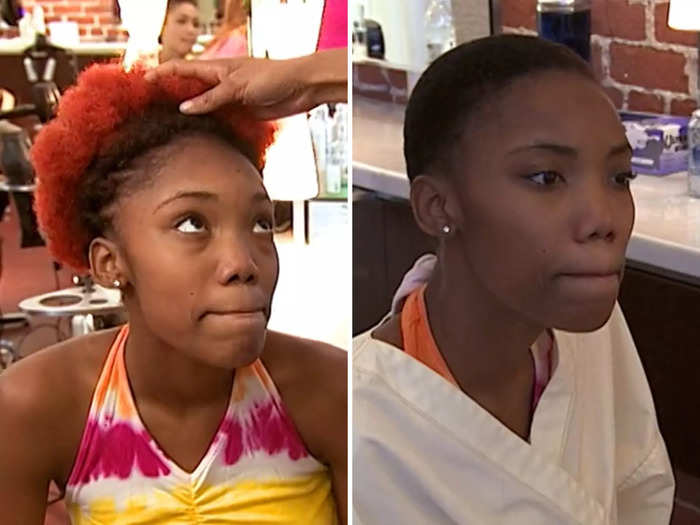 Cycle 4 contestant Brandy Rusher wasn't originally supposed to get a makeover, but ended up having her red afro shaved off.