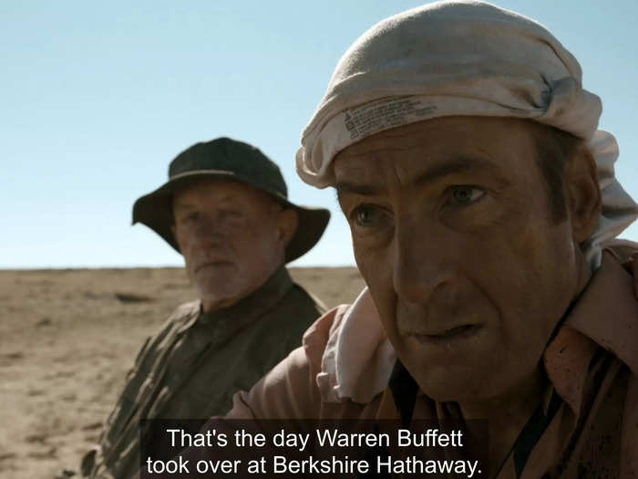 Jimmy McGill mentions Warren Buffet, a huge "Breaking Bad" fan, at the episode's start.
