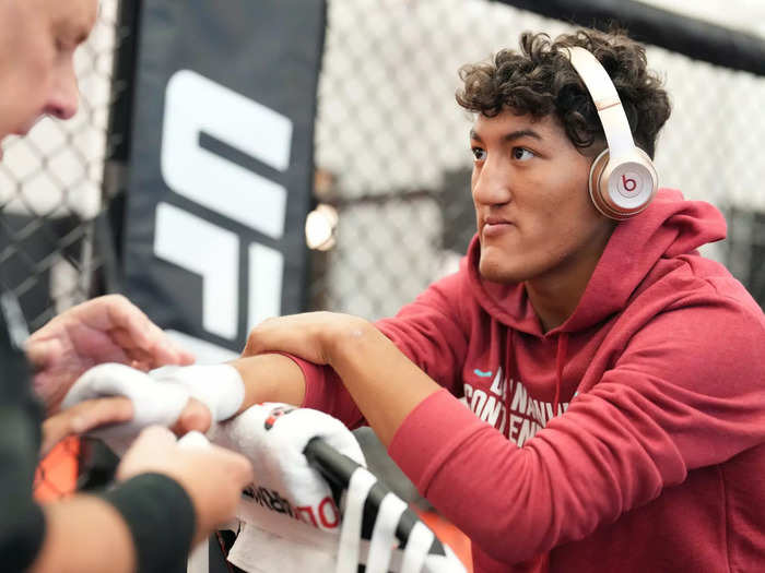 This is 17-year-old Raul Rosas Jr., who had been handed a rare opportunity to fight an adult in front of Dana White on the penultimate episode from season six of Contender Series.