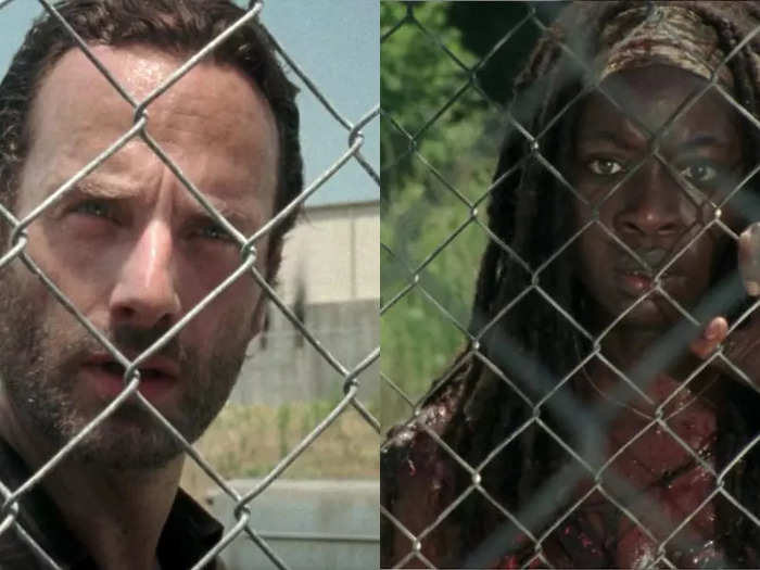 Rick and Michonne shared an intense first look when they met on season three.