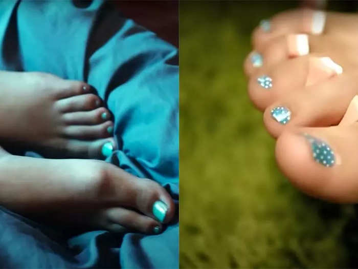 "Lavender Haze" begins with a shot of light-blue toenails, just like "Our Song" did.