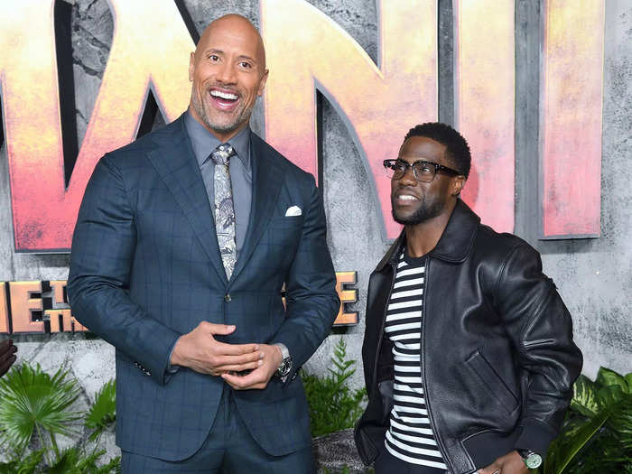 Dwayne Johnson (6 feet 5 inches) is nearly a foot taller than his "brother for life" Kevin Hart (5 feet 2 inches).